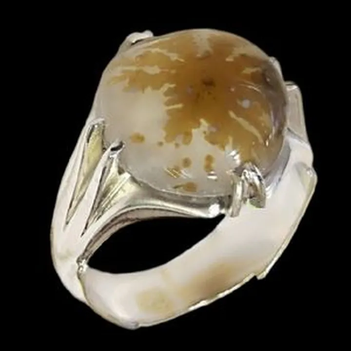 انگشتر نقره مردانه مدلعقیق شجر طبیعی رکاب دست ساز 74100