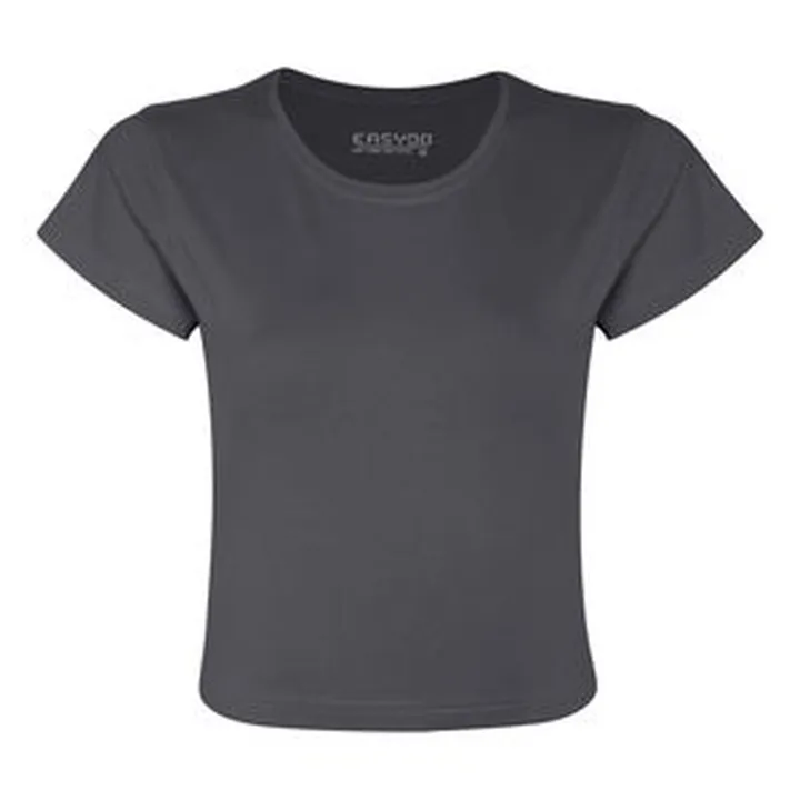 کراپ تیشرت آستین کوتاه زنانه ایزی دو مدل 3843059879 رنگ طوسی تیره