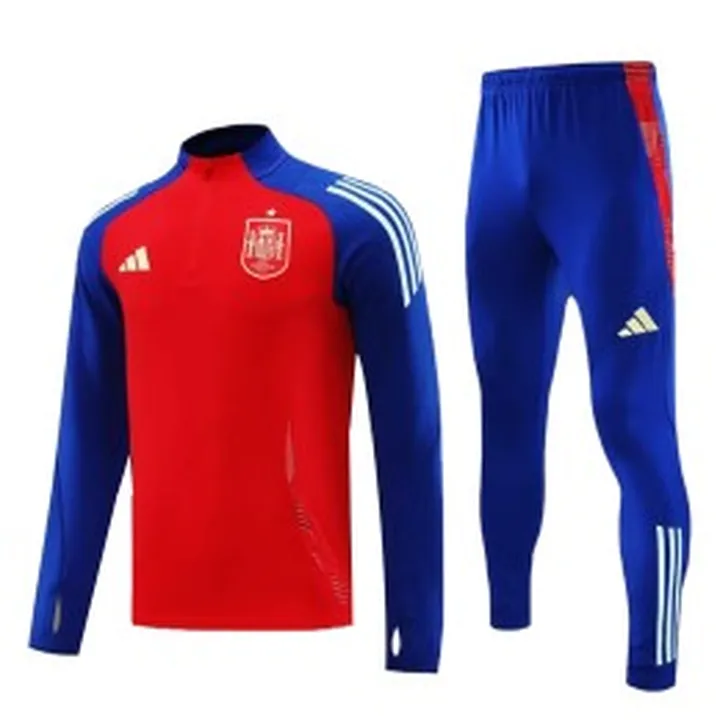 ست نیم زیپ شلوار اسپانیا  Spain 2025 White Blue Tracksuit