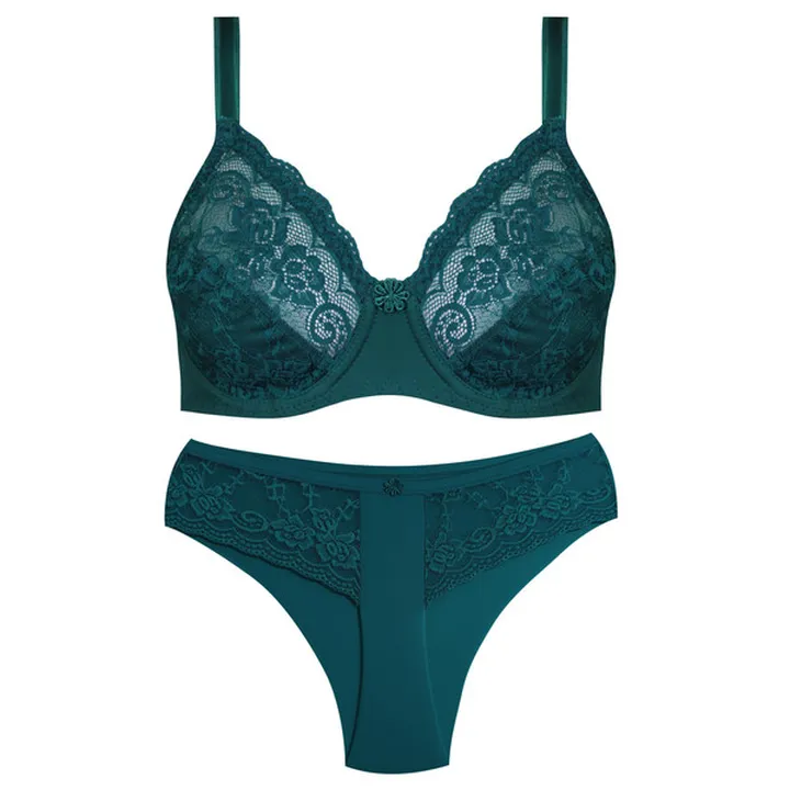 ست شورت و سوتین زنانه پانیذ مدل فنردار گیپور گلدار...