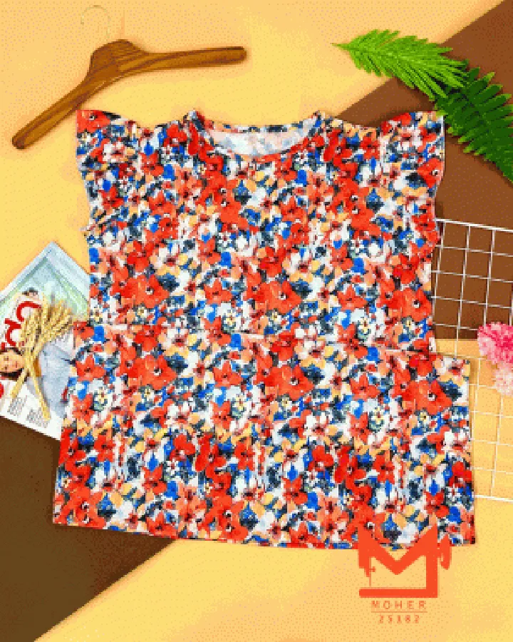 پیراهن گلدار تابستانی زنانه سایز بزرگ