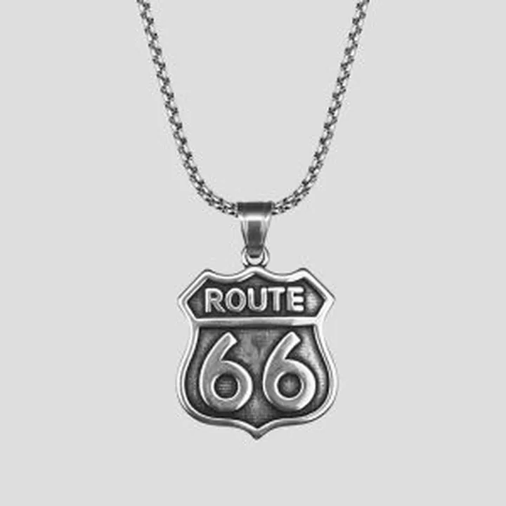 پلاک و گردنبند استیل مدل Route 66 کد Njd-070d1