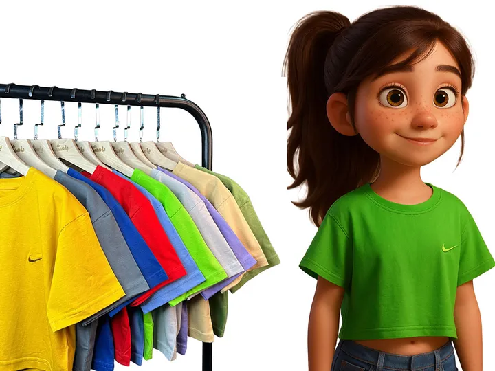 کراپ آستین دار دخترانه 4 سال طرح گلدوزی شده نایک بامشی bamshi