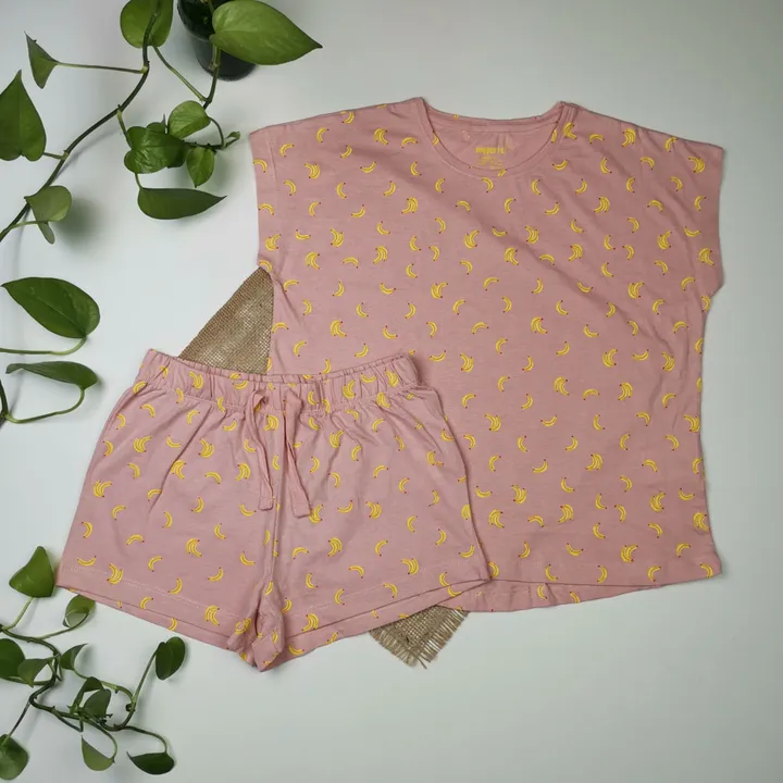 ست تیشرت و شلوارک دخترانه آستین کوتاه برند pepperts طرح موز گلبهی رنگ – 10 تا 12 سال