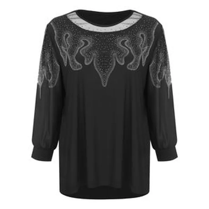 بلوز آستین بلند یقه گرد زنانه شاهبازان مدل مجلسی رنگ مشکی