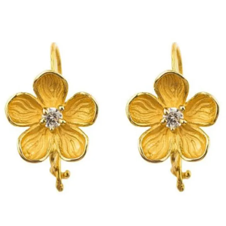 گوشواره طلا 18 عیار زنانه با طرح گل مدل DK471