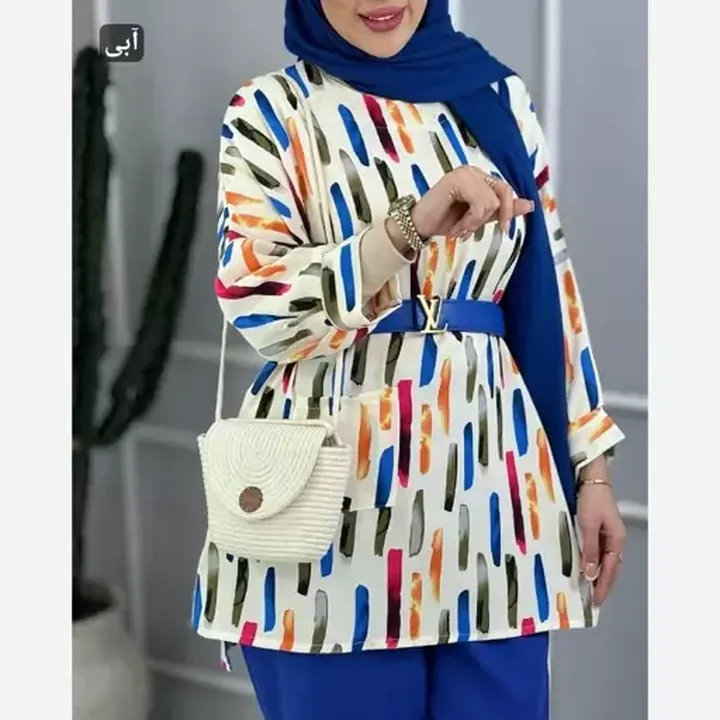 تونیک مانتویی رنگین کمون عیدانه جنس کرپ درجه یک