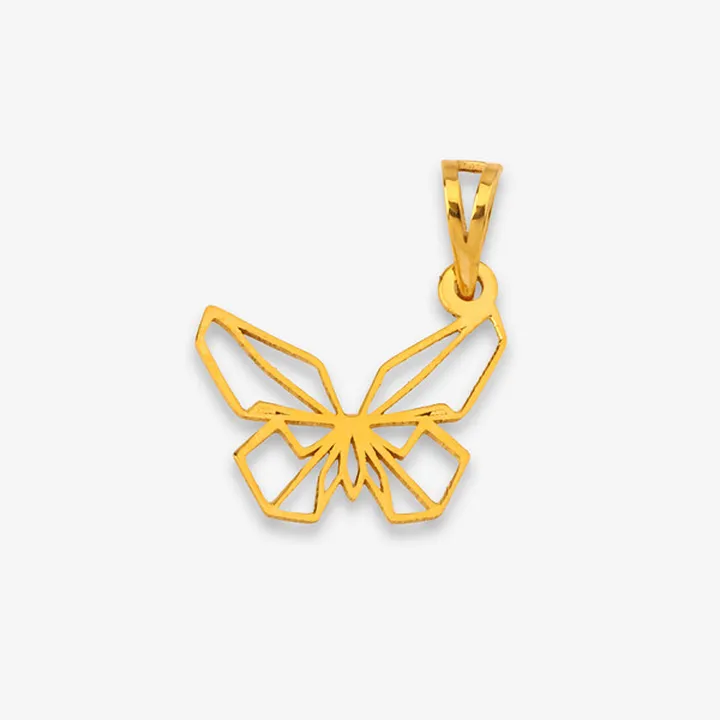 آویز گردنبند طلا 18 عیار زنانه نگین طرح پروانه کد ...