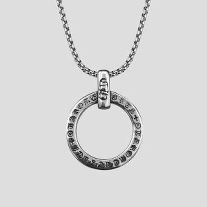 پلاک و گردنبند استیل کروم هارتز مدل Chrome Ring کد Njd-749d2