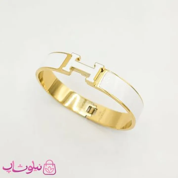 دستبند زنانه هرمس رنگ سفید کد 390