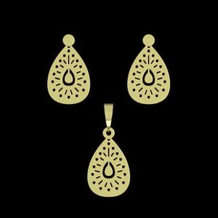 نیم ست طلا 18 عیار زنانه مدوپد مدل هندسی کد NA14985