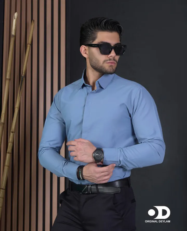 پیراهن دوشین اسپرت-مجلسی مردانه رنگ خاص کد a125 | یقه خرگوشی snt