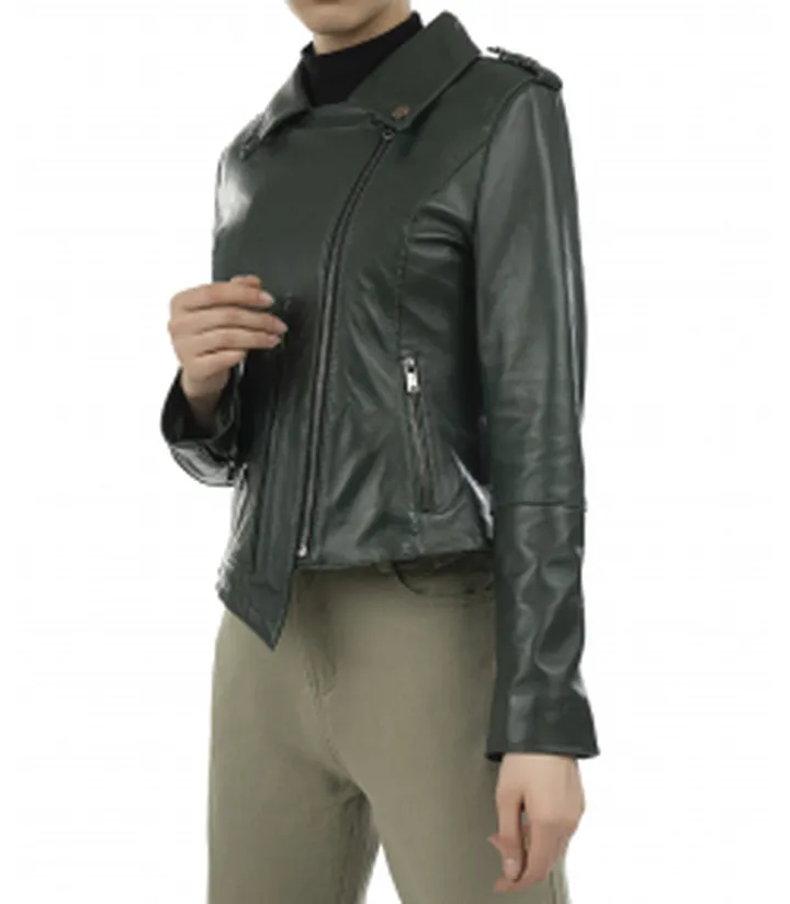 کت زنانه چرم طبیعی نوین چرم Novin Leather مدل باربارا