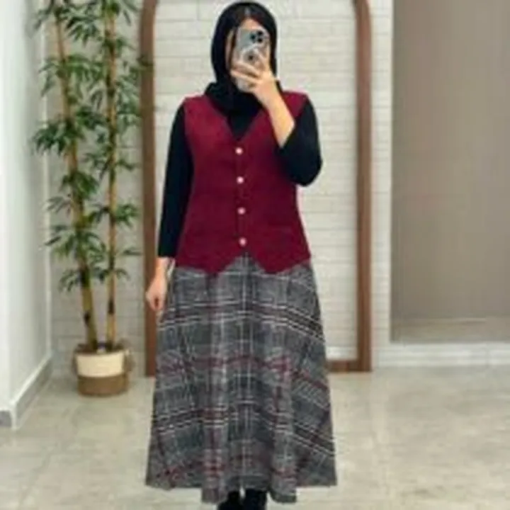 ست جلیقه دامن آذر زرشکی