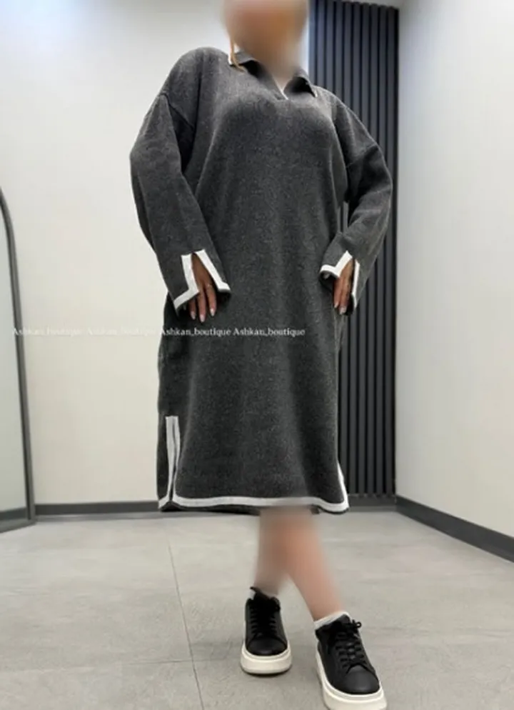 پیراهن بافت یقه دار بغل چاک کد 5003