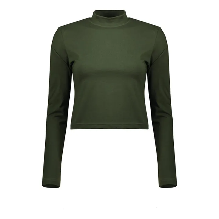 کراپ‌ تی‌شرت آستین بلند زنانه کانتکس مدل 208 رنگ س...