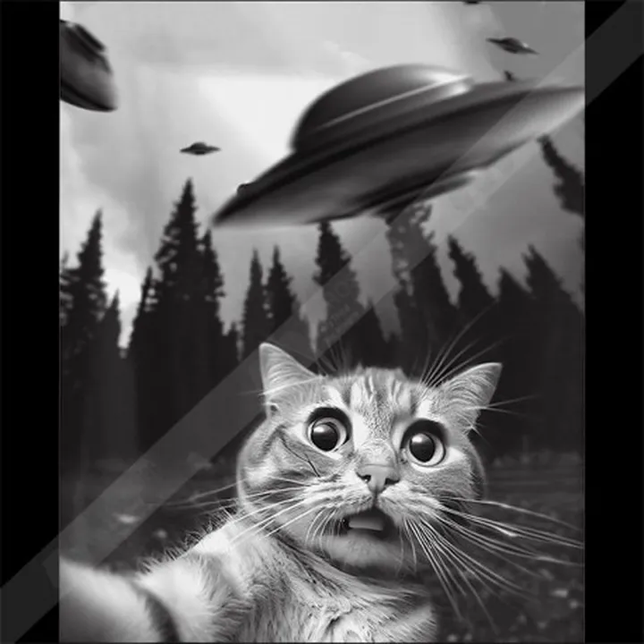 تیشرت Funny Cat Selfie with UFOs