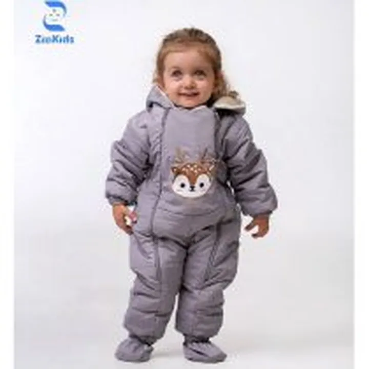 کاپشن سرهمی طوسی طرح گوزن زیزی کیدس