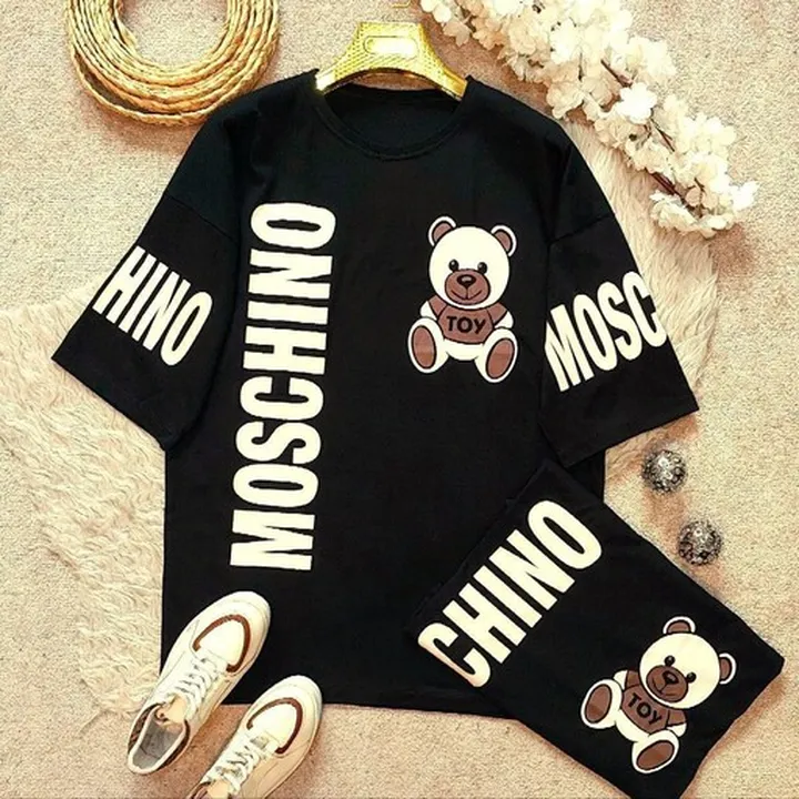 تیشرت لانگ MOSCHINO TOY جنس  نخ پنبه باکیفیت 