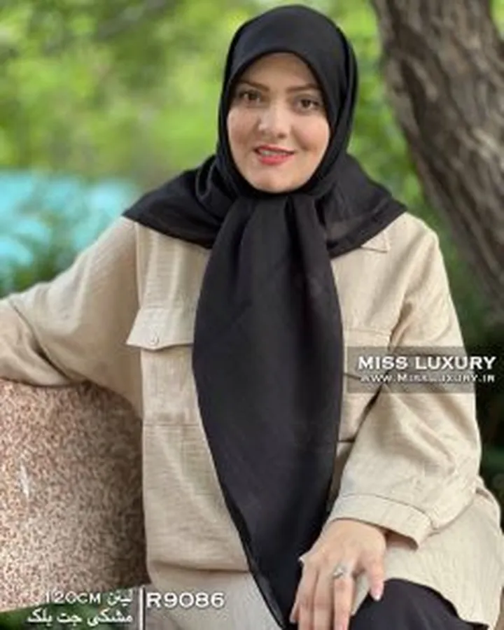 روسری لینن اعلا مشکی R9086