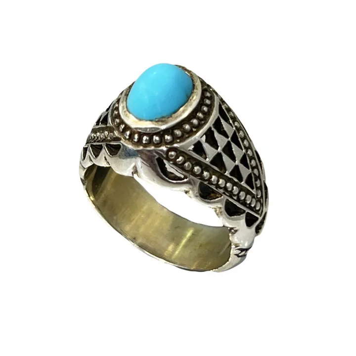 انگشتر نقره مردانه مدل شبکه زنی دستساز مزین به فیر...