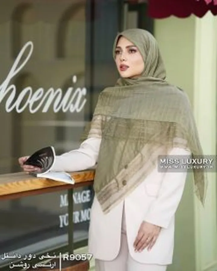 روسری نخی دور دانتل ارتشی روشن R9057
