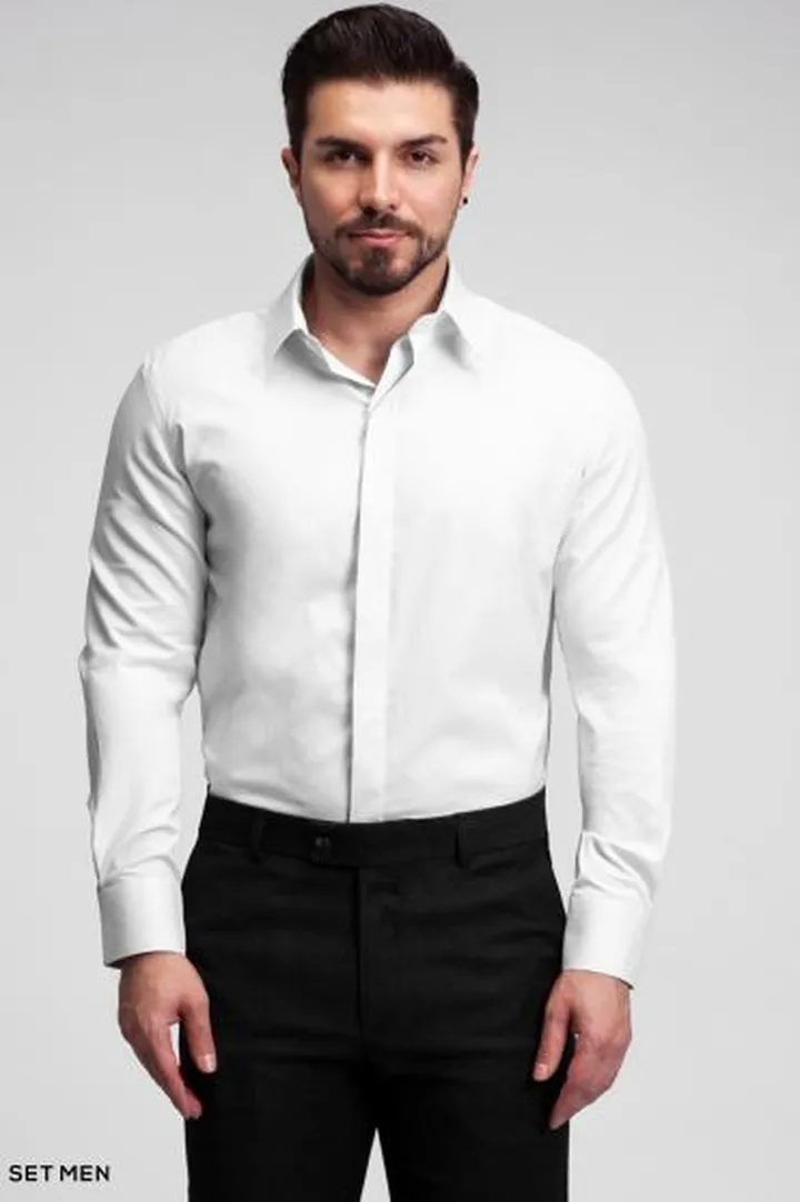 پیراهن مردانه ساده قاپک مخفی ست من