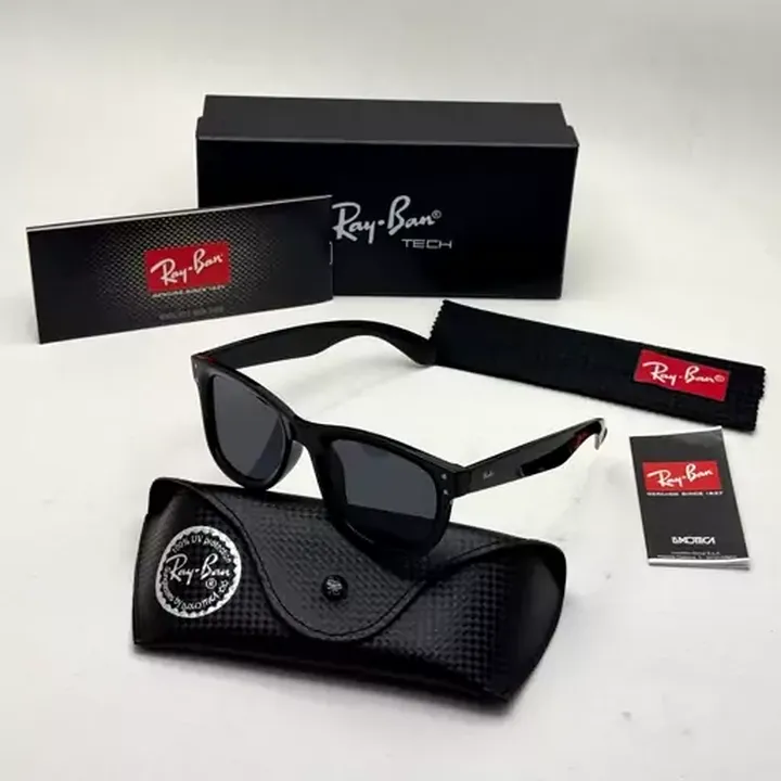 عینک آفتابی ریبن ویفرر ریورس مشکی به همراه پک کامل اصلی rayban