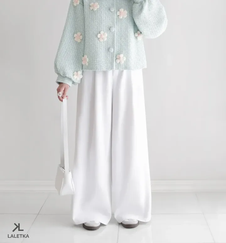 شلوار وایدلگ کتون موهر سفید