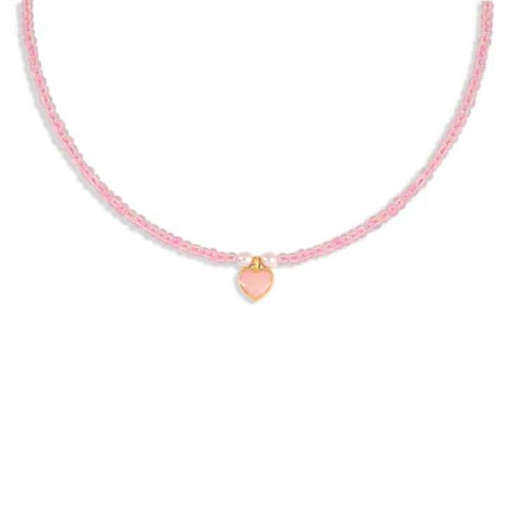 گردنبند طلا سنگی قلب میناکاری