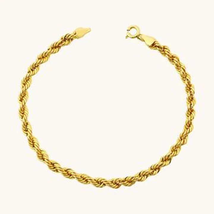 دستبند زنجیری طلا 18 عیار زنانه زرالتون مدل طنابی سوپرسبک