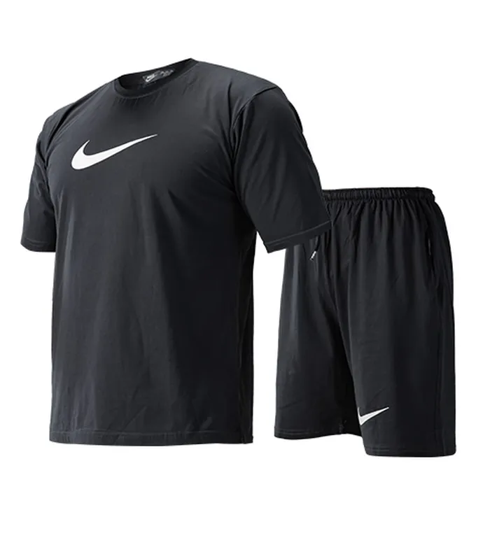 ست تیشرت و شلوارک مردانه طرح دار Nike یقه گرد طوسی