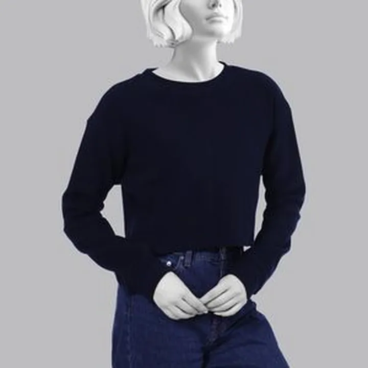 بلوز آستین بلند یقه گرد زنانه سرژه مدل 203518 سورمه ای رنگ سرمه ای