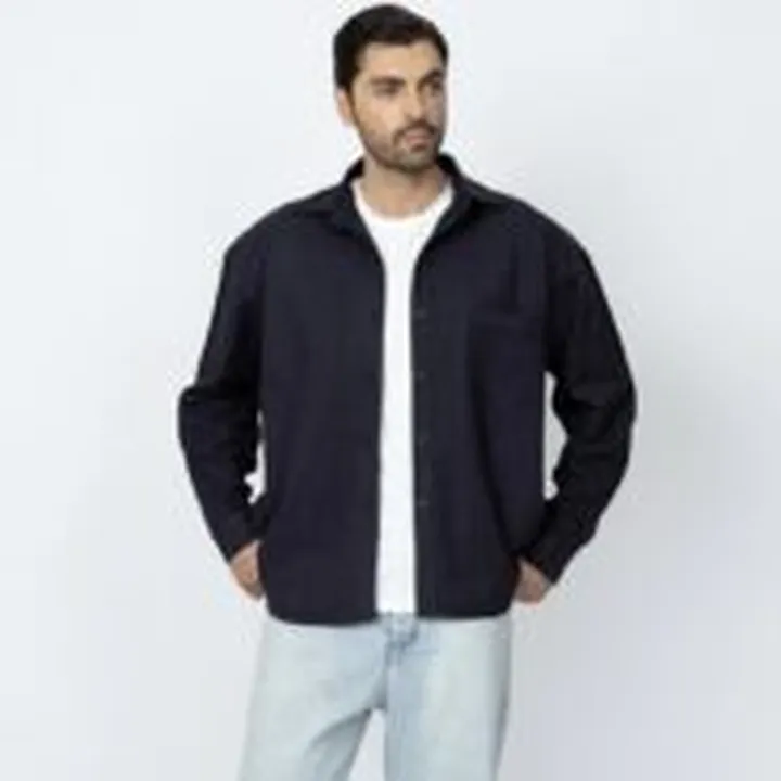 پیراهن آستین بلند کشمیر سرمه ای برند موهر | mouher