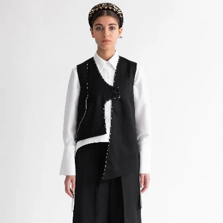 جلیقه کتان مشکی 007