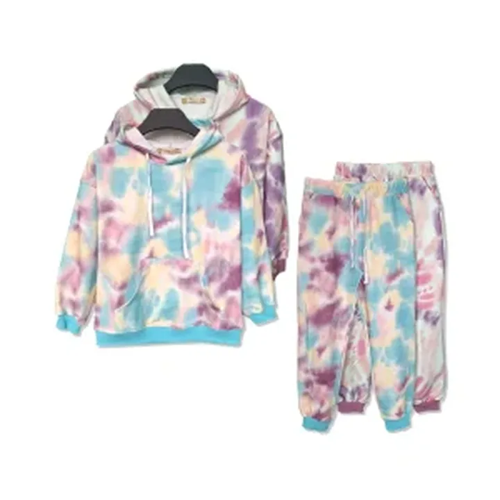 هودی و شلوار طرح آبرنگی دخترانه (9 تا 13 سال) کد 630228
