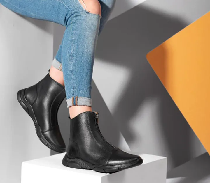 نیم بوت زنانه پاتن چرم آفتاب مدل D100