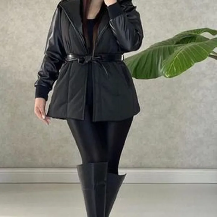 کاپشن آستین چرم