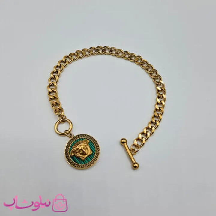 دستبند زنانه ورساچه مدل شیر سبز برجسته کد 2592
