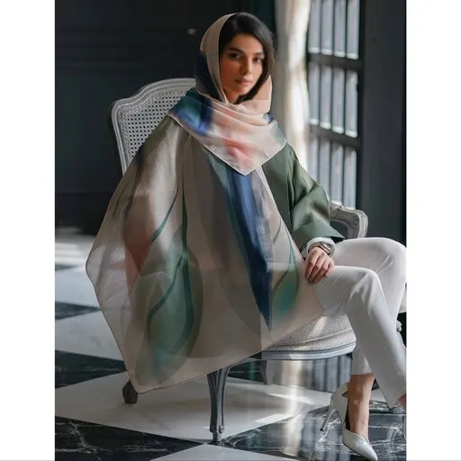 شال نخی جدید 1401 مزونی و جذاب کد ana-1280 آبرنگی خاص با ارسال رایگان