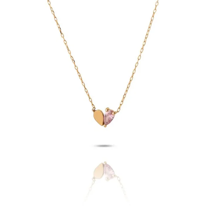 گردنبند قلب و مارکیز صورتی