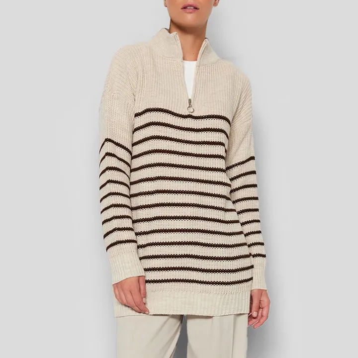 پلیور یقه ایستاده زنانه مدل 663866161 طرح ترندیول