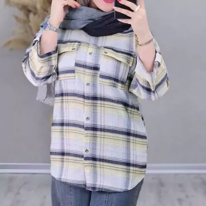 مانتو چهارخونه عیدانه جنس نخ پنبه