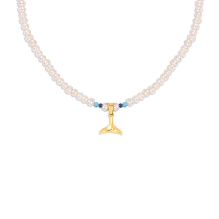 گردنبند طلا مروارید دم وال