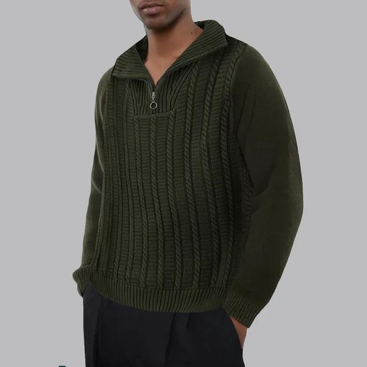 پلیور یقه برگردان مردانه مدل 852684415 طرح ترندیول