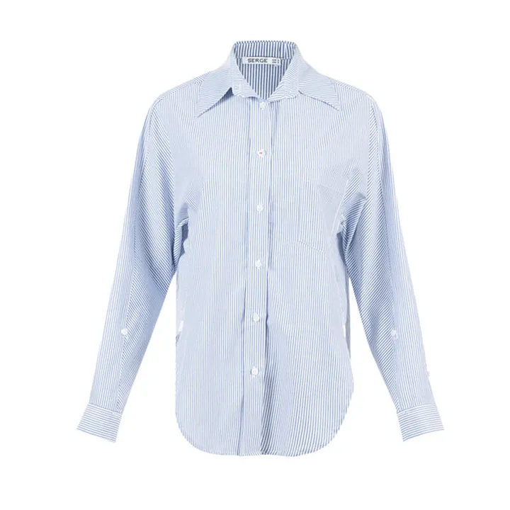 شومیز آستین بلند زنانه سرژه مدل 207357 رنگ آبی