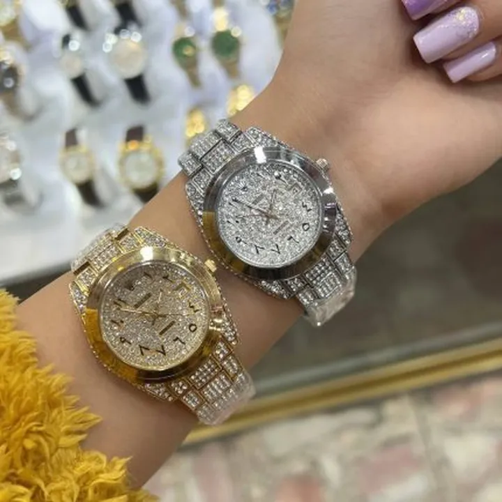 ساعت زنانه فول نگین رولکس دیت جاست رنگ ثابت قفل اصلی – Rolex Datejust