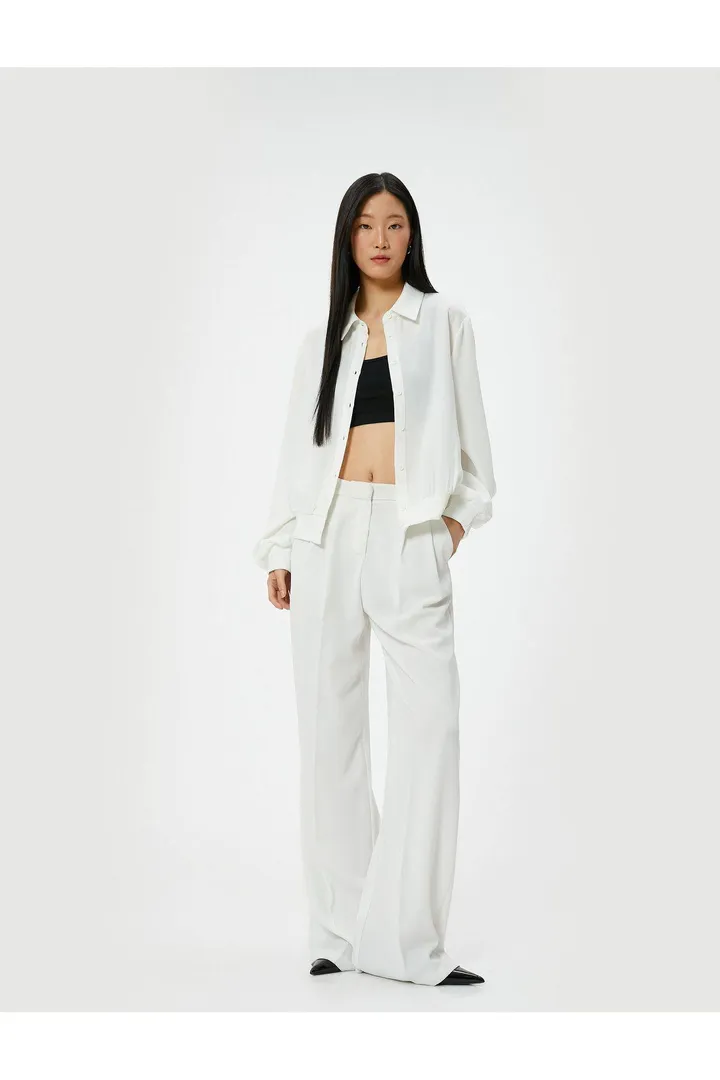 Kotonآستین بادکنکی دکمه دار پیراهن ابریشمی