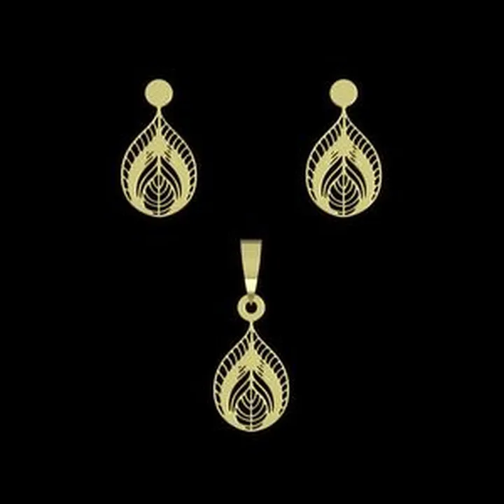 نیم ست طلا 18 عیار زنانه مدوپد مدل هندسی کد NA10028