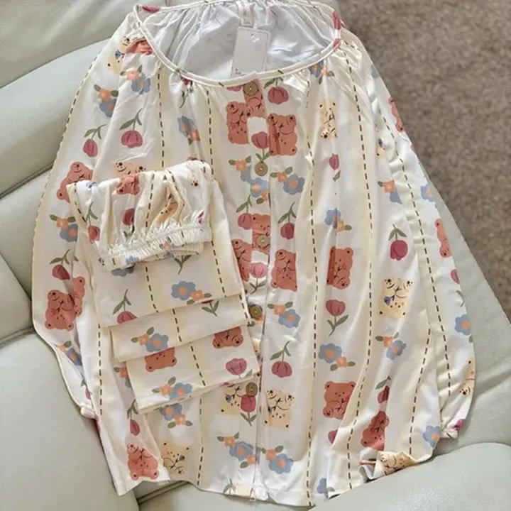 ست دو تیکه نخی جلو دکمه کد6671